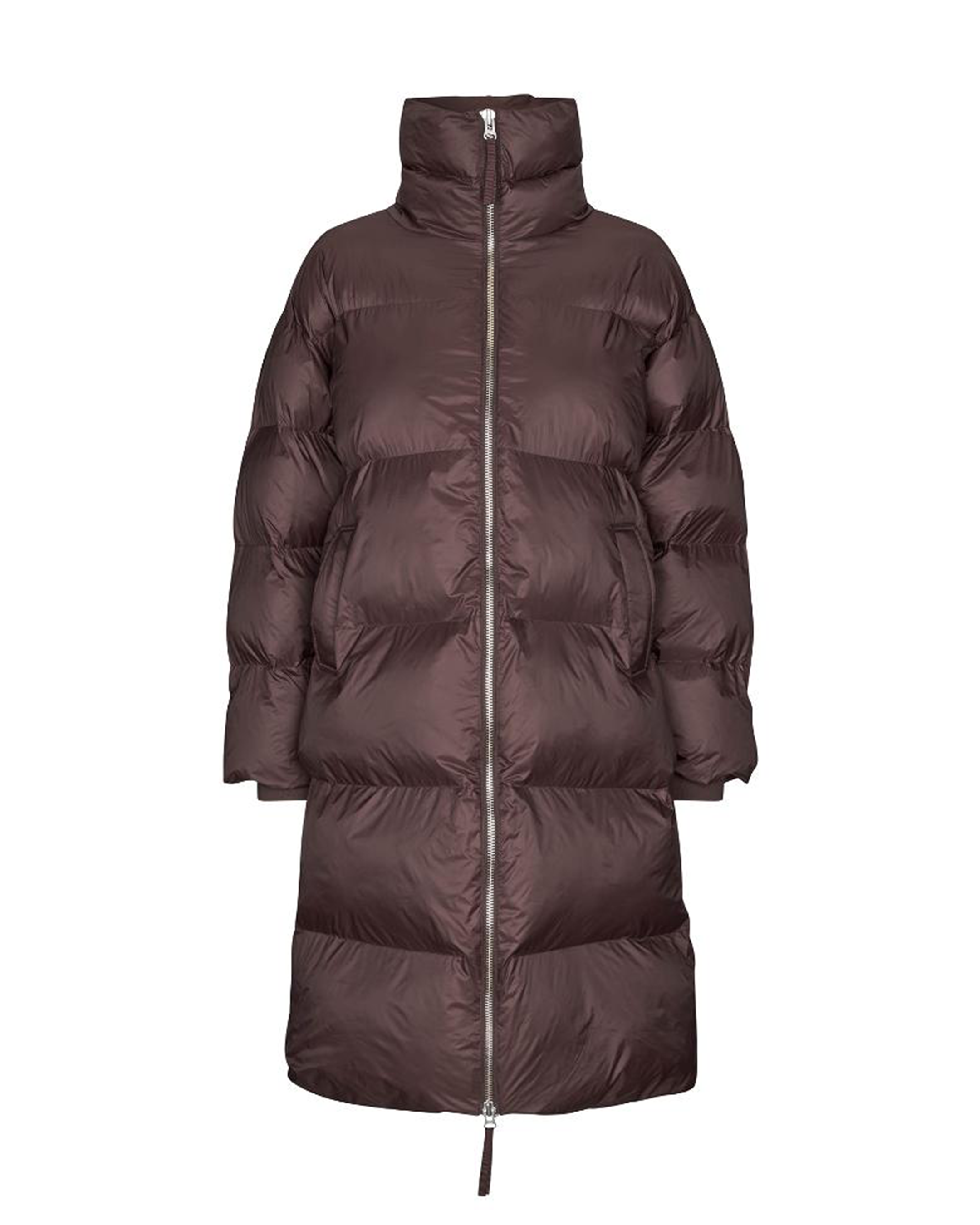 Second Female Riya Long Puffer Jacket - Chocolate Plum
