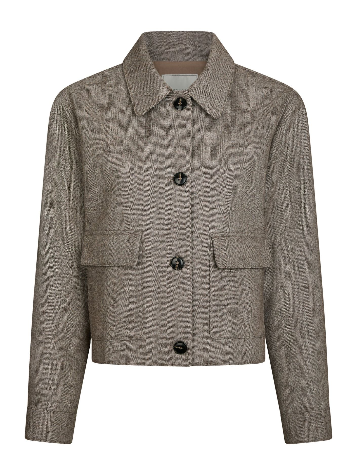 Neo Noir Romana Herringbone Jacket - Dusty Brown
