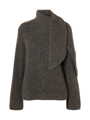 Selected Femme Lulu Bow Knit - Medium Grey Melange