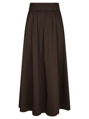 Neo Noir Yara Long Poplin Skirt - Chocolate Brown